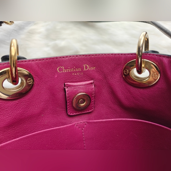 CHRISTIAN DIOR Diorissimo Leather Large Tote Bag Black Pebbled - Picture 8 of 10